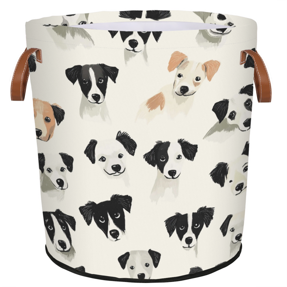 ADECORIVY Dogs Laundry Hamper, Foldable Dirty Clothes Laundry Basket, Animal Pattern Waterproof Storage Bin with Handles for Bathroom, Bedroom, Home