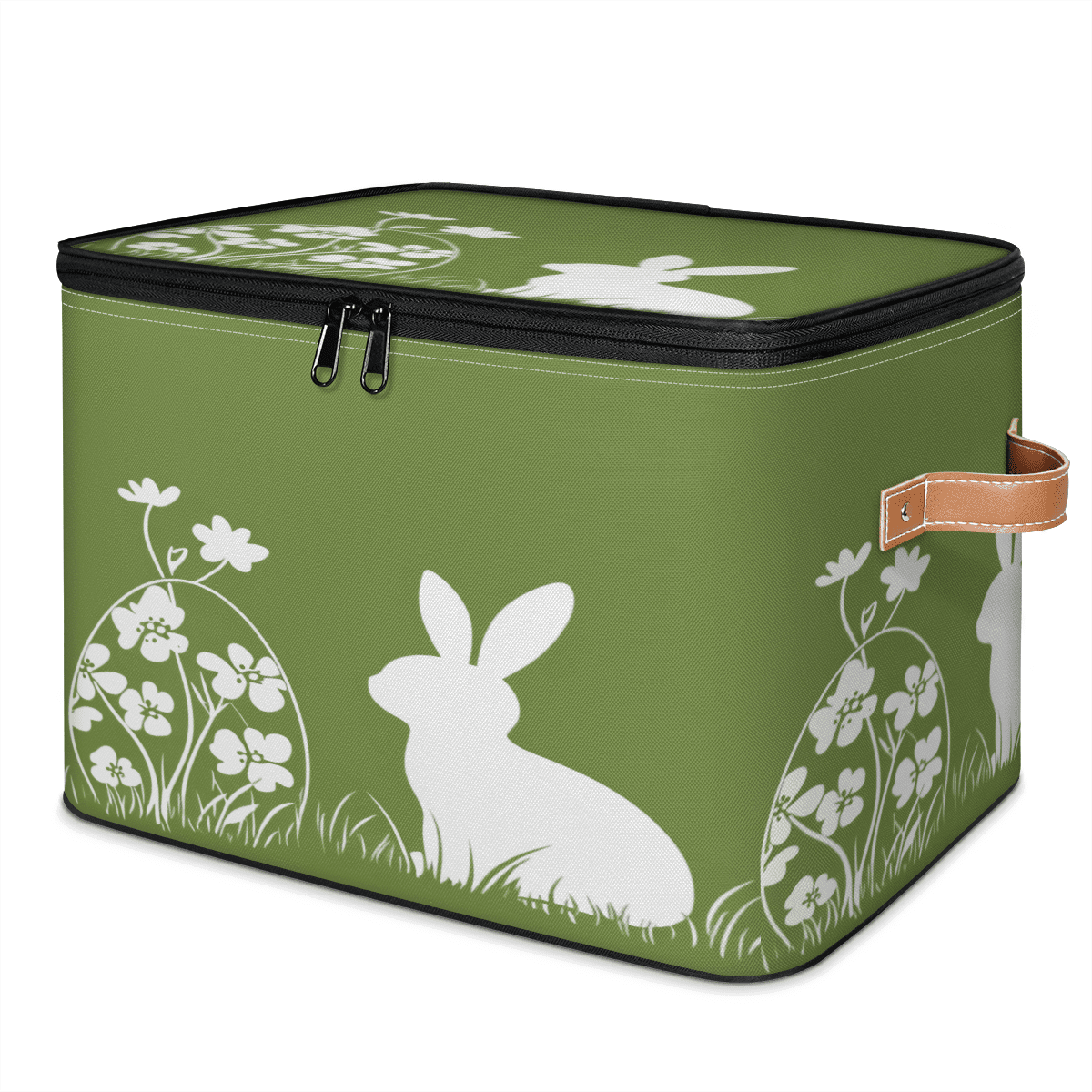 ADECORIVY Easter Bunny Storage Bin with Lid Fabric Eggs Green Foldable ...