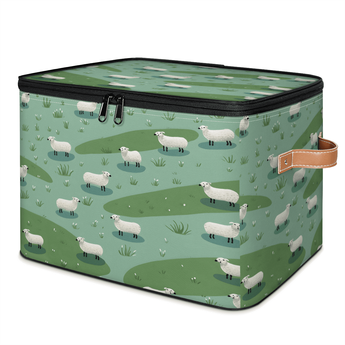 ADECORIVY Farmhouse Sheep Storage Bin with Zipper Lid, Fabric Storage ...