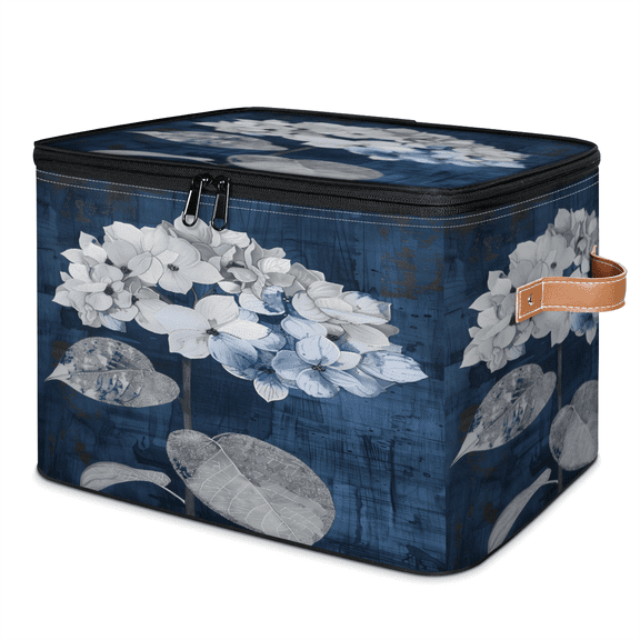 ADECORIVY Farmhouse Vintge Floral Storage Bin with Zipper Lid, Fabric Storage Baskets Boxes with Handles, Decorative Clothes Organizer Containers for Shelves, Wardrobe, Closet