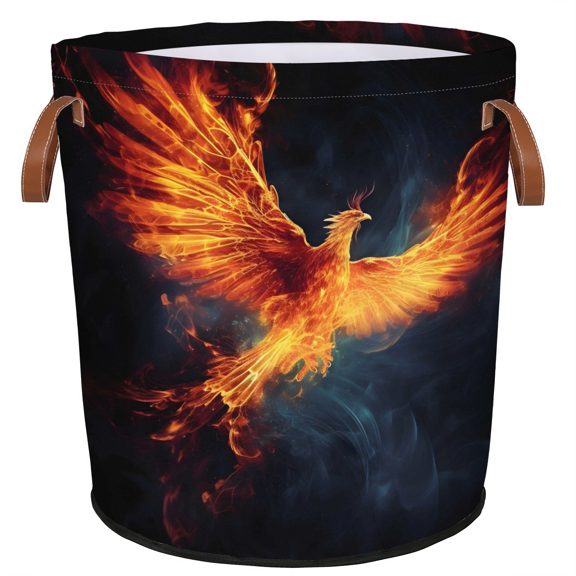 ADECORIVY Fire Phoenix Bird Laundry Basket, Foldable Laundry Hamper, Dirty Clothes Hamper Clothes Organizer Basket for Bathroom, Bedroom, Dorm
