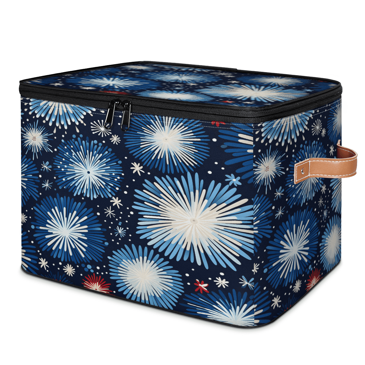 ADECORIVY Fireworks Blue Storage Bin with Zipper Lid, Fabric Storage ...
