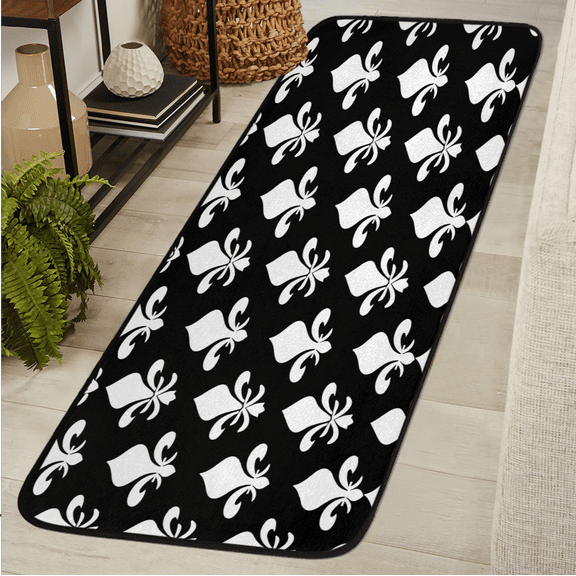 ADECORIVY Fleur De Lis Washable Runner Rug for Hallway 2x6 Kitchen Runner with Non Slip Backing Soft Low-Pile Floor Carpet for Entrance Living Room Bedroom