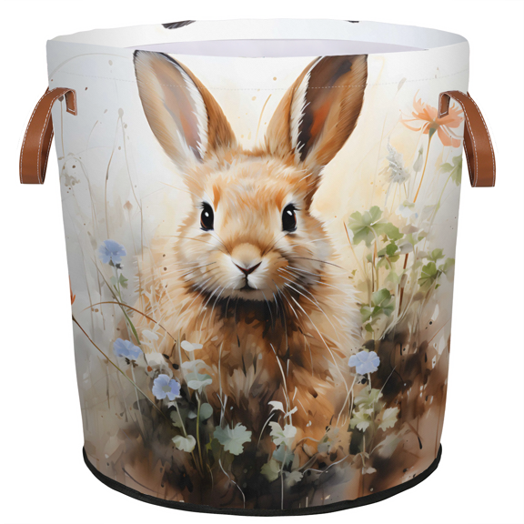 ADECORIVY Floral Bunny Rabbit Easter Laundry Basket, Foldable Laundry Hamper, Dirty Clothes Hamper Clothes Organizer Basket for Bathroom, Bedroom, Dorm