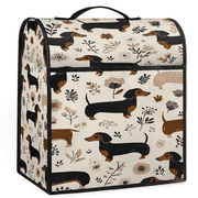 ADECORIVY Floral Dachshund Dog Stand Mixer Dust Cover with Top Handle for KitchenAid 6-8 Quart Bowl-Lift