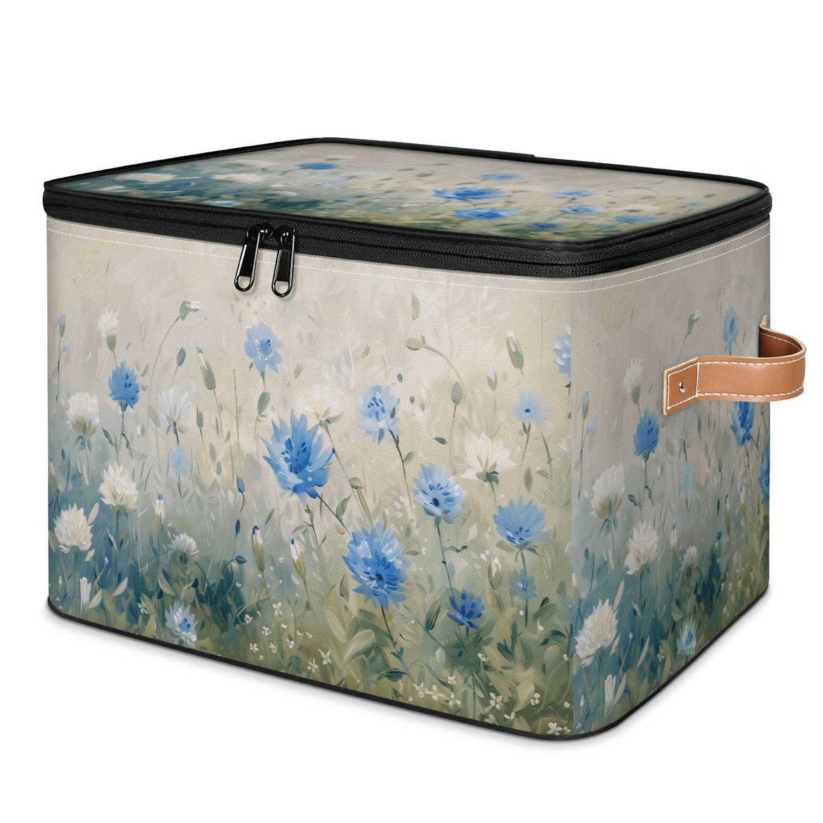ADECORIVY Floral Storage Bin with Lid Fabric Watercolor Abstract Flower ...