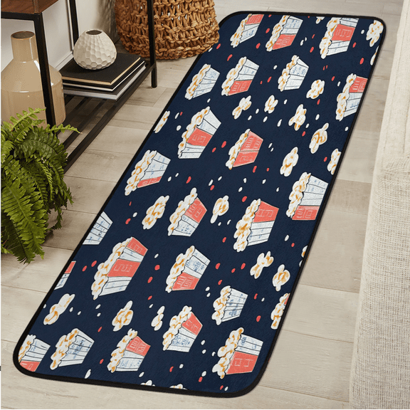 ADECORIVY Food Popcorn Washable Runner Rug for Hallway 2x6 Kitchen Runner with Non Slip Backing Soft Low-Pile Floor Carpet for Entrance Living Room Bedroom