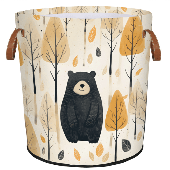 ADECORIVY Forest Black Bear Laundry Basket, Foldable Laundry Hamper, Dirty Clothes Hamper Clothes Organizer Basket for Bathroom, Bedroom, Dorm