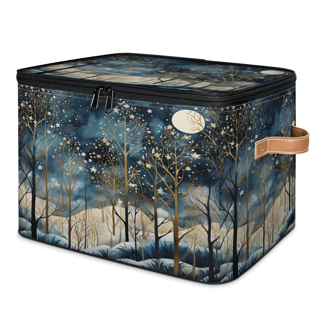 ADECORIVY Forest Tree Moon Storage Bin with Zipper Lid, Fabric Storage ...