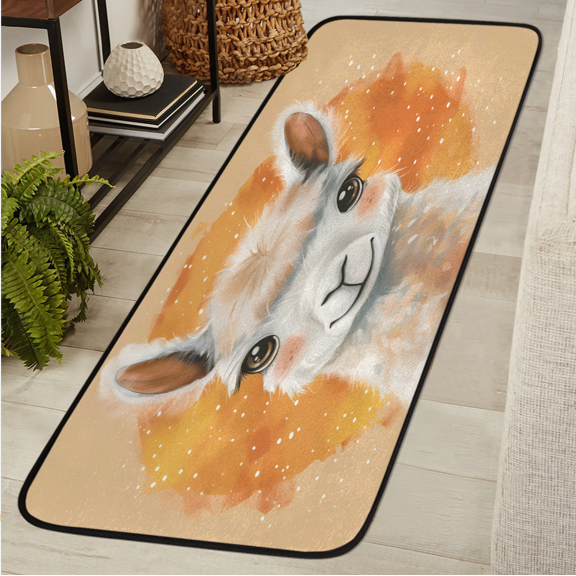 ADECORIVY Funny Alpaca Washable Runner Rug for Hallway 2x6 Kitchen Runner with Non Slip Backing Soft Low-Pile Floor Carpet for Entrance Living Room Bedroom
