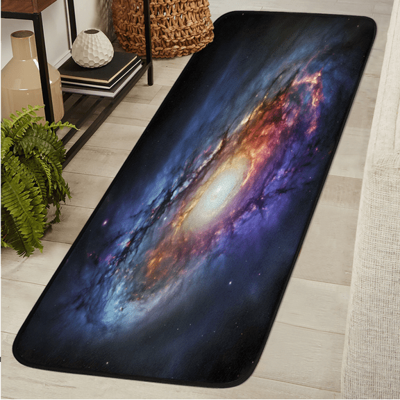 ADECORIVY Galaxy Starry Sky Washable Runner Rug for Hallway 2x6 Kitchen Runner with Non Slip Backing Soft Low-Pile Floor Carpet for Entrance Living Room Bedroom