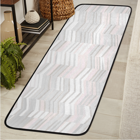 ADECORIVY Geometric Stripes Washable Runner Rug for Hallway 2x6 Kitchen Runner with Non Slip Backing Soft Low-Pile Floor Carpet for Entrance Living Room Bedroom