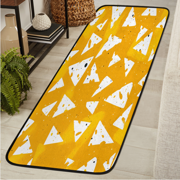 ADECORIVY Geometric Triangle Cheese Washable Runner Rug for Hallway 2x6 Kitchen Runner with Non Slip Backing Soft Low-Pile Floor Carpet for Entrance Living Room Bedroom