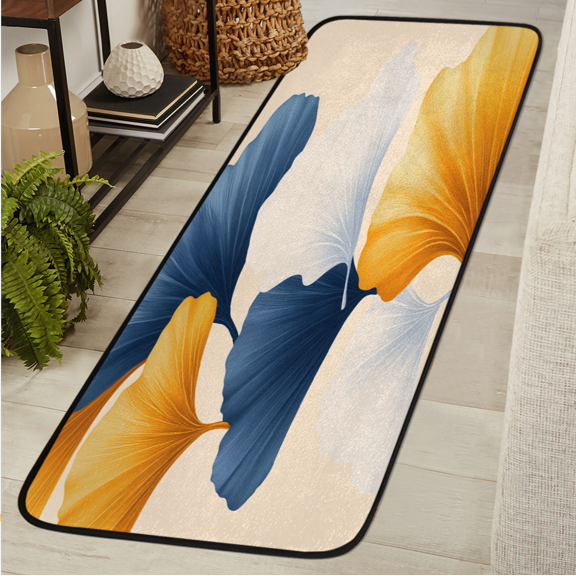 ADECORIVY Ginkgo Hallway Runner Rug 2x6 Washable Kitchen Runner Non Slip Laundry Room Bathroom Rug Natural Botanical Flower Leaf Soft Carpet for Living Room Entryway Mat