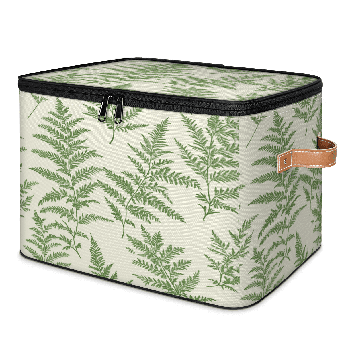 ADECORIVY Green Botanical Storage Bin with Lid Fabric Fern Floral ...