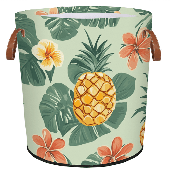 ADECORIVY Hawaiian Pineapple Laundry Basket, Foldable Laundry Hamper, Dirty Clothes Hamper Clothes Organizer Basket for Bathroom, Bedroom, Dorm