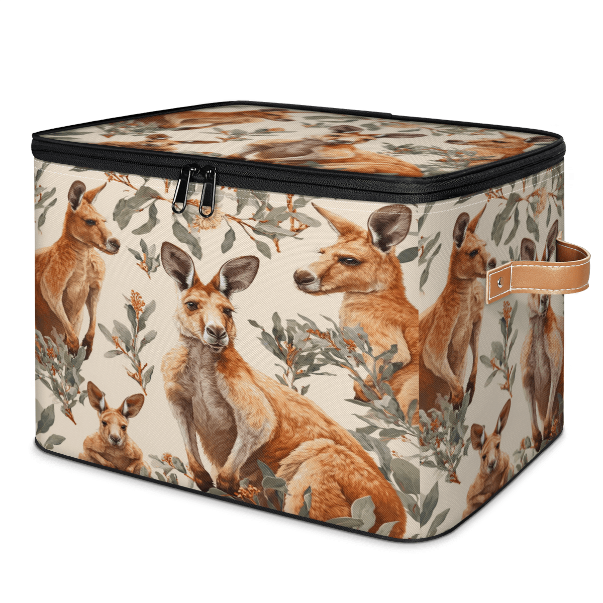 ADECORIVY Kangaroo Storage Bin with Lid Fabric Wild Animals Foldable ...