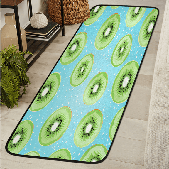 ADECORIVY Kiwi Fruit Hallway Runner Rug 2x6 Washable Kitchen Runner Non Slip Laundry Room Bathroom Rug Polka Dots Soft Carpet for Living Room Entryway Mat