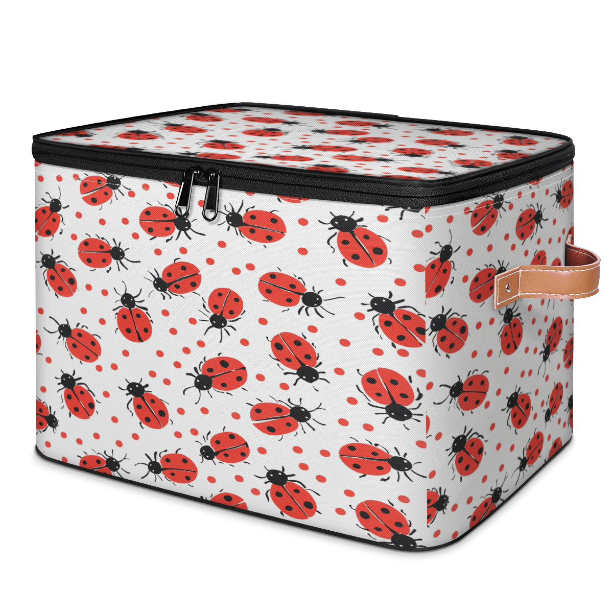 ADECORIVY Ladybugs Pattern Storage Bin with Zipper Lid, Fabric Storage ...