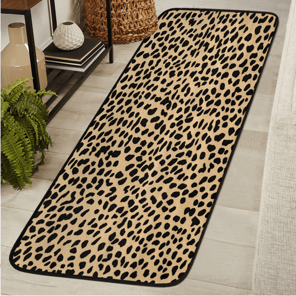 ADECORIVY Leopard Hallway Runner Rug 2x6 Washable Kitchen Runner Non Slip Laundry Room Bathroom Rug Cheetah Print Soft Carpet for Living Room Entryway Mat