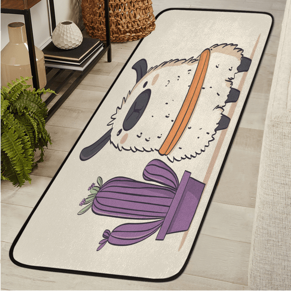ADECORIVY Llama Alpaca Hallway Runner Rug 2x6 Washable Kitchen Runner Non Slip Laundry Room Bathroom Rug Purple Cactus Soft Carpet for Living Room Entryway Mat