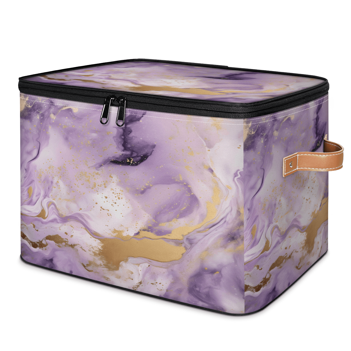 ADECORIVY Marble Geometric Color Print Storage Bin with Zipper Lid, Fabric Storage Baskets Boxes with Handles, Decorative Clothes Organizer Containers for Shelves, Wardrobe, Closet