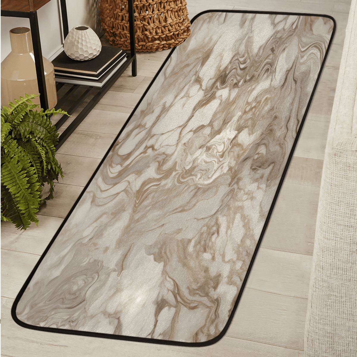 Textured Runner Rugs ADECORIVY Marble Texture Runner Rug 2x6 Washable Runner for Hallway Non ...