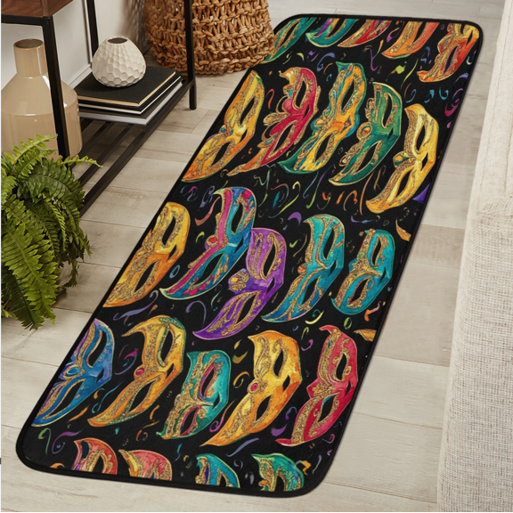 ADECORIVY Mardi Gras Hallway Runner Rug 2x6 Washable Kitchen Runner Non Slip Laundry Room Bathroom Rug Mardi Gras Masks Soft Carpet for Living Room Entryway Mat