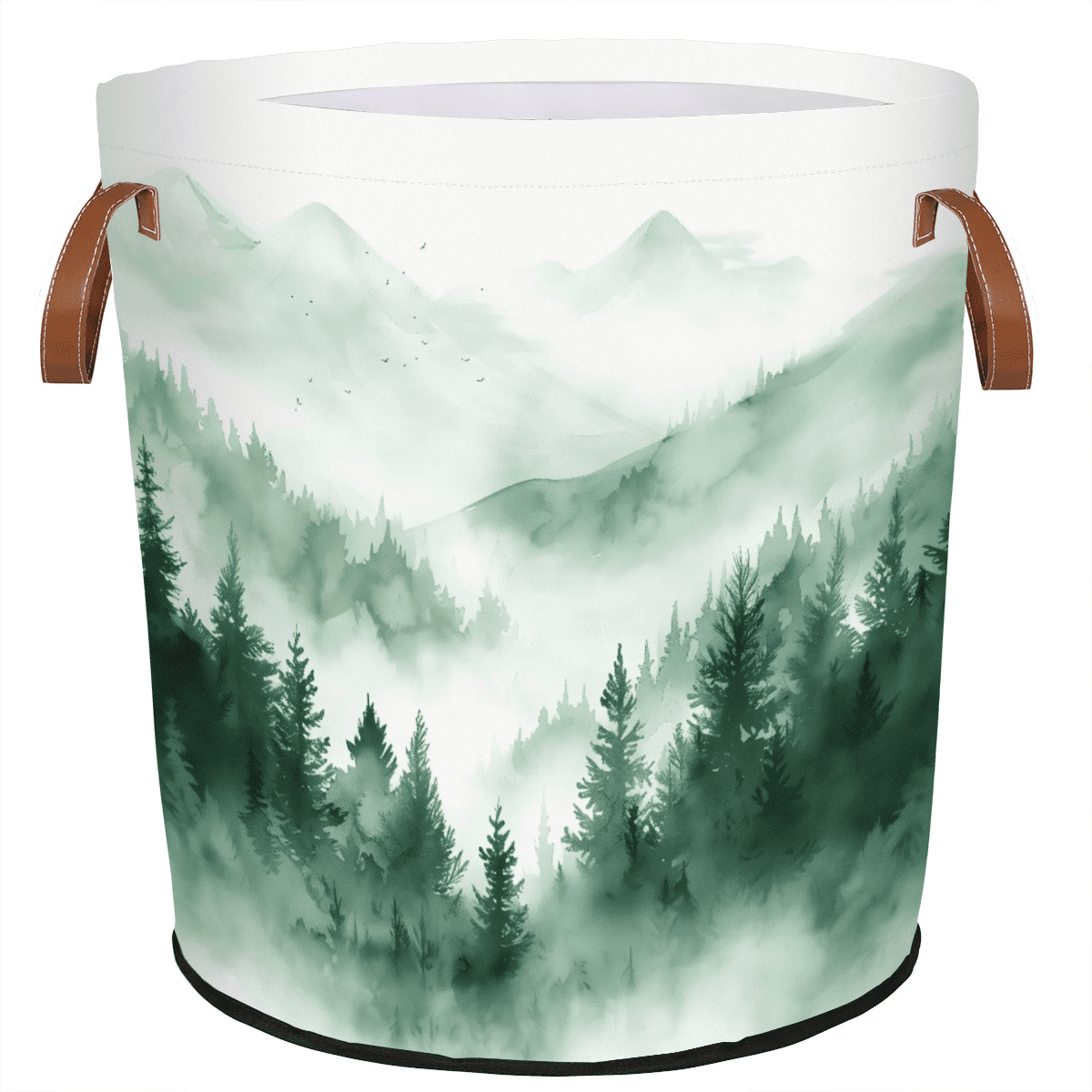 ADECORIVY Misty Forest Laundry Basket Mountain Waterproof Collapsible Hamper with Handles Oxford Cloth Dirty Clothes Tote for Bathroom, Bedroom, Living Room