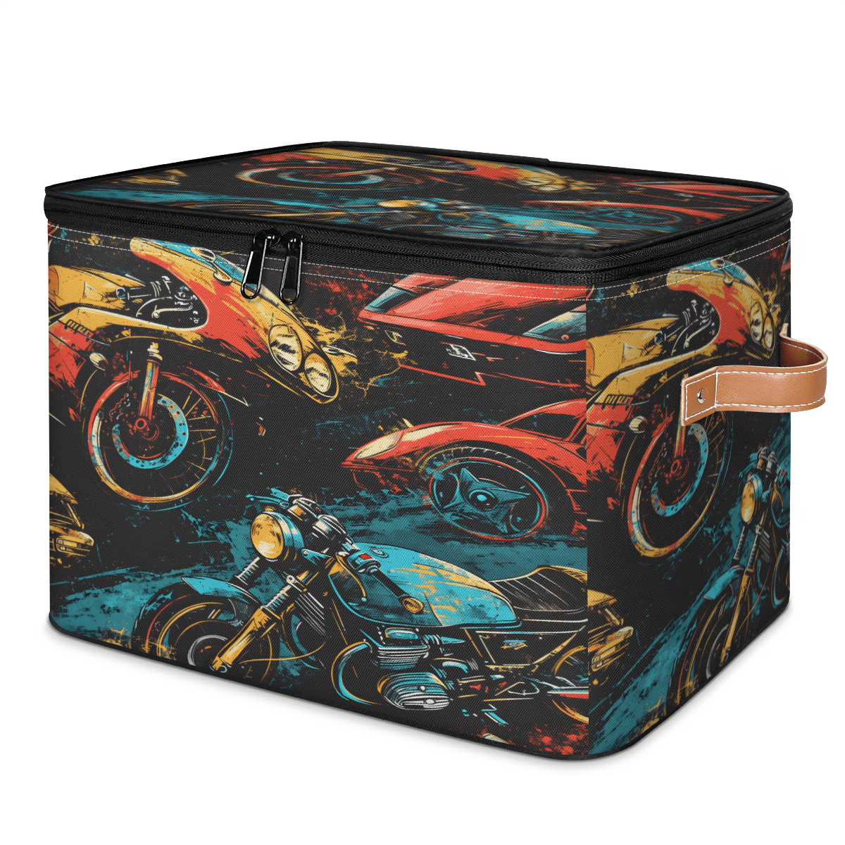 ADECORIVY Motorcycle Storage Bin with Zipper Lid, Fabric Storage ...