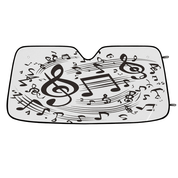 ADECORIVY Musical Notes Windshield Sun Shade Car Sunshade for Front Window Music Foldable Sun Shield Protector Blocks UV Rays for Car Truck SUV 55 x 27 in