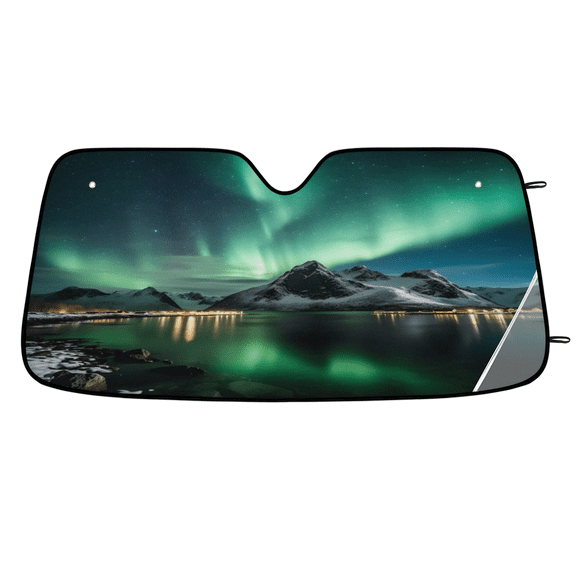 ADECORIVY Northern Lights Aurora Windshield Sun Shade Car Sunshade for Front Window Foldable Sun Shield Protector Blocks UV Rays for Car Truck SUV 55 x 27 in