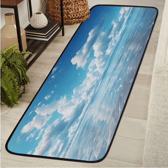 ADECORIVY Ocean Clouds Hallway Runner Rug 2x6 Washable Kitchen Runner Non Slip Laundry Room Bathroom Rug Soft Carpet for Living Room Entryway Mat