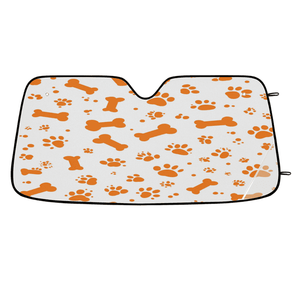 ADECORIVY Orange Bone Dog Windshield Sun Shade Car Sunshade for Front Window Animal Paw Foldable Sun Shield Protector Blocks UV Rays for Car Truck SUV 55 x 27 in