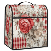 ADECORIVY Peony Flower Check Stand Mixer Dust Cover with Top Handle for KitchenAid 6-8 Quart Bowl-Lift