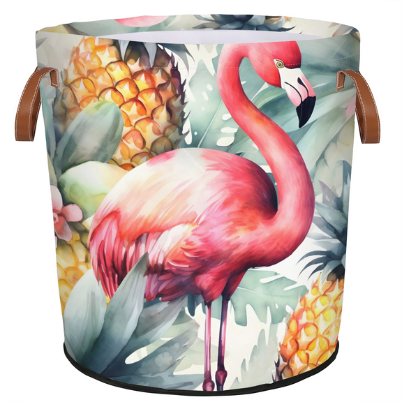 ADECORIVY Pineapple Flamingo Laundry Basket, Foldable Laundry Hamper, Dirty Clothes Hamper Clothes Organizer Basket for Bathroom, Bedroom, Dorm