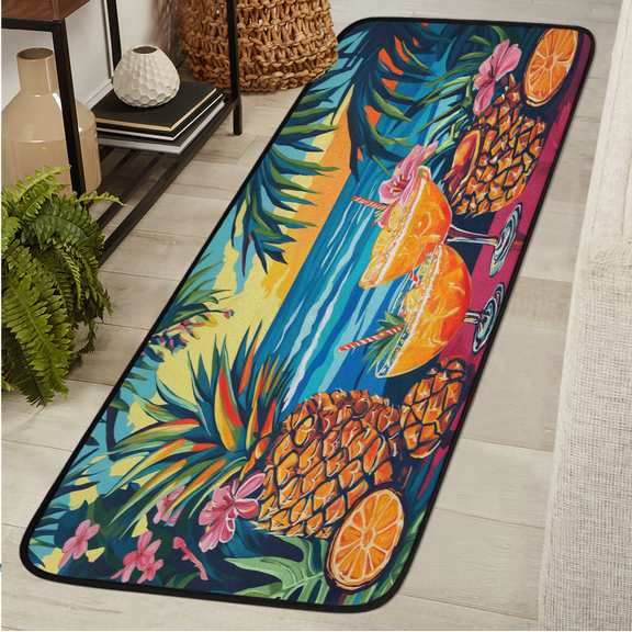 ADECORIVY Pineapple Tropical Summer Fruit Runner Rug 2x6 Washable Runner for Hallway Non-Slip Kitchen Rug Runners Soft Entryway Floor Carpet for Hall Living Room Bedroom