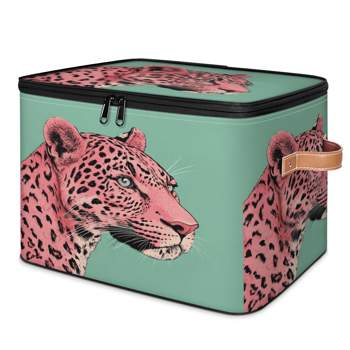 ADECORIVY Pink Leopard Storage Bin with Lid, Fabric Foldable Shelf ...