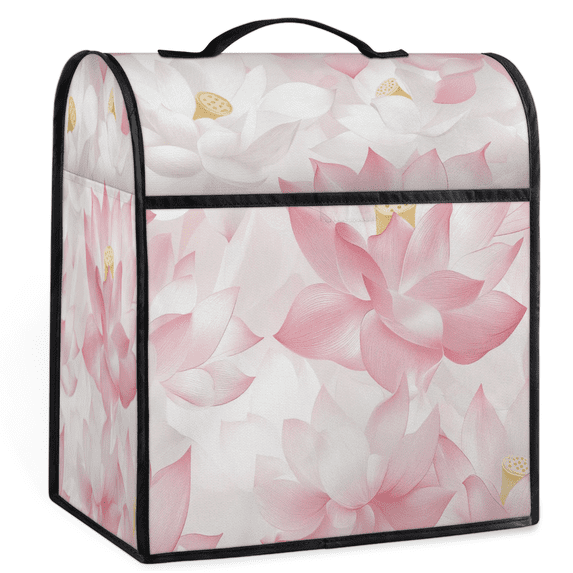 Pink Flower ADECORIVY Pink Lotus Flowers Stand Mixer Dust Cover with Top Handle for ...