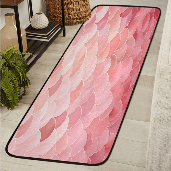 ADECORIVY Pink Mermaid Scales Runner Rug 2x6 Washable Runner for Hallway Non-Slip Kitchen Rug Runners Soft Entryway Floor Carpet for Hall Living Room Bedroom