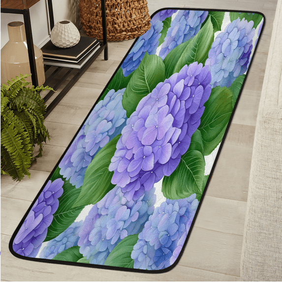 ADECORIVY Purple Blue Hydrangeas Runner Rug 2x6 Washable Runner for ...