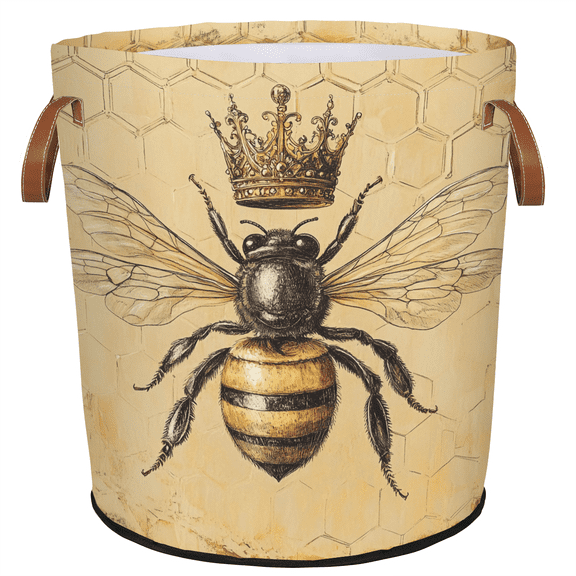 ADECORIVY Queen Bee Honey Laundry Basket, Foldable Laundry Hamper, Dirty Clothes Hamper Clothes Organizer Basket for Bathroom, Bedroom, Dorm