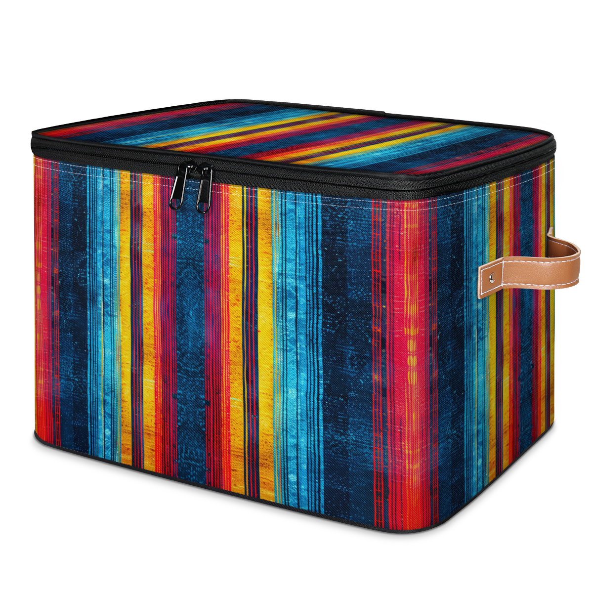 ADECORIVY Rainbow Colorful Stripe Mexican Storage Bin with Lid ...