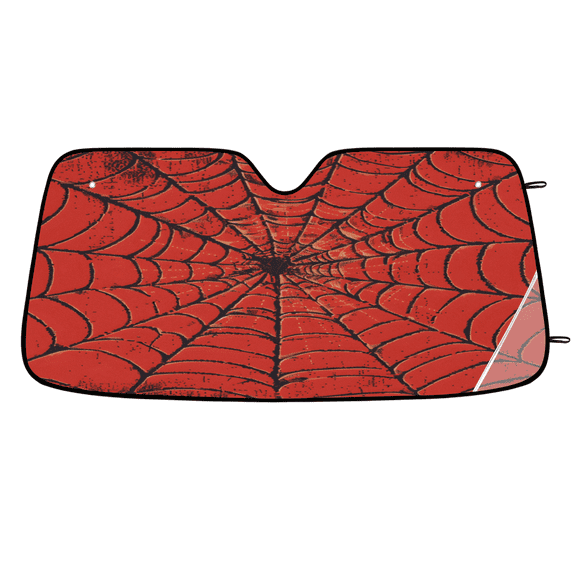 ADECORIVY Red Spiders Web Car Windshield Sun Shade, Front Window Car Sunshade Protector, Foldable UV Rays Sun Shield Visor Protector for SUV Truck Sedan, 55 x 27 in