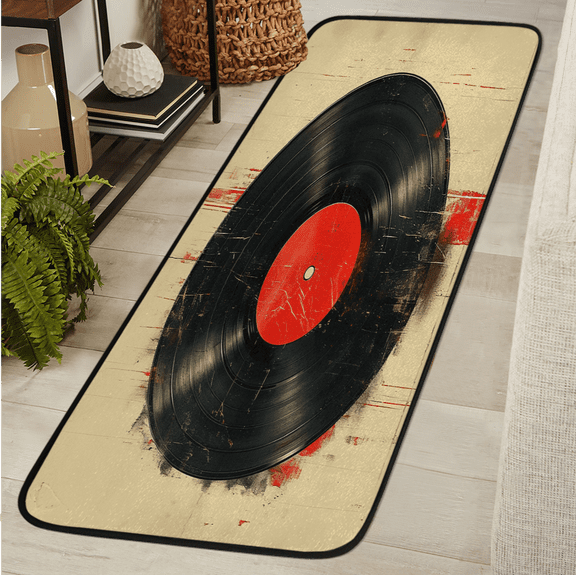 ADECORIVY Retro Music Records Runner Rug 2x6 Washable Runner for Hallway Non-Slip Kitchen Rug Runners Soft Entryway Floor Carpet for Hall Living Room Bedroom