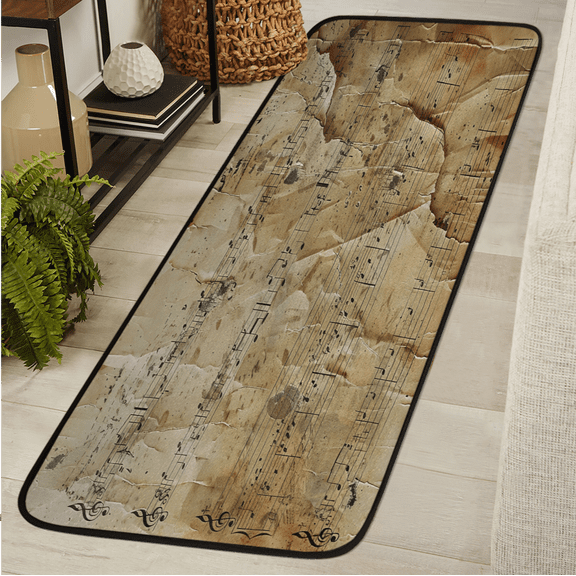 ADECORIVY Retro Musical Piano Music Sheet Runner Rug 2x6 Washable Runner for Hallway Non-Slip Kitchen Rug Runners Soft Entryway Floor Carpet for Hall Living Room Bedroom