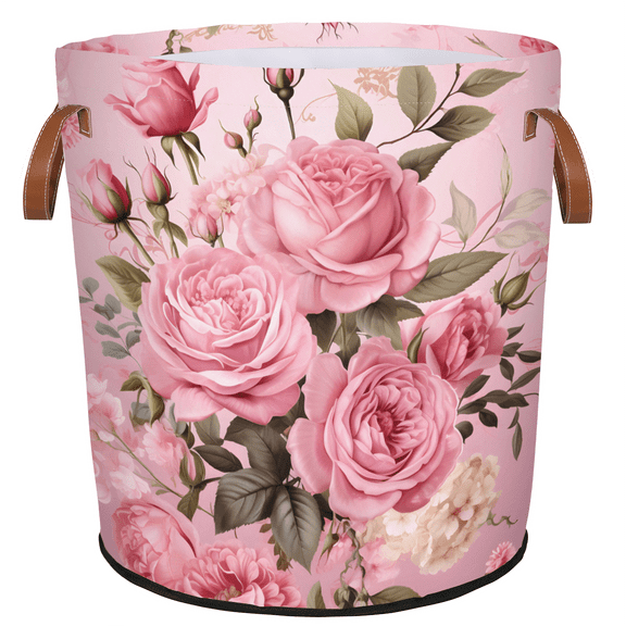 ADECORIVY Rose Peony Watercolor Flower Laundry Basket, Foldable Laundry Hamper, Dirty Clothes Hamper Clothes Organizer Basket for Bathroom, Bedroom, Dorm
