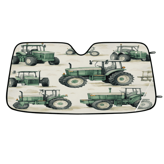ADECORIVY Rustic Farmhouse Tractor Truck Car Windshield Sun Shade, Front Window Car Sunshade Protector, Foldable UV Rays Sun Shield Visor Protector for SUV Truck Sedan, 55 x 27 in