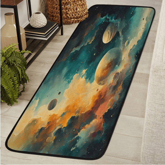 ADECORIVY Space Universe Cosmic Galaxy Runner Rug 2x6 Washable Runner for Hallway Non-Slip Kitchen Rug Runners Soft Entryway Floor Carpet for Hall Living Room Bedroom