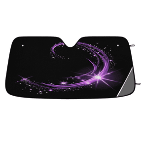 ADECORIVY Sparkle Stars Purple Car Windshield Sun Shade, Front Window Car Sunshade Protector, Foldable UV Rays Sun Shield Visor Protector for SUV Truck Sedan, 55 x 27 in